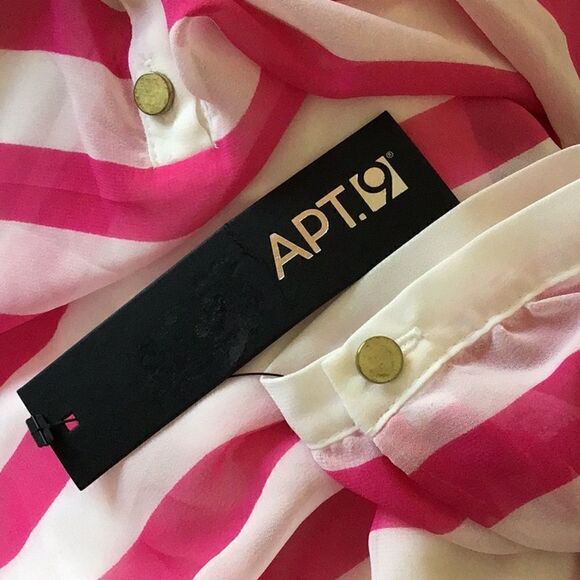 Apt. 9 Pink Striped Lightweight Chiffon Nautical Blouse with Cami Tank - Picture 14 of 16